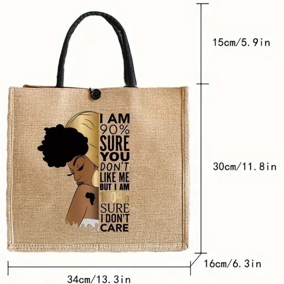 Inspirational Quotes Burlap Tote Bag, 13.3 X 11.7 Inch Canvas Carryall. - Picture 4 of 4